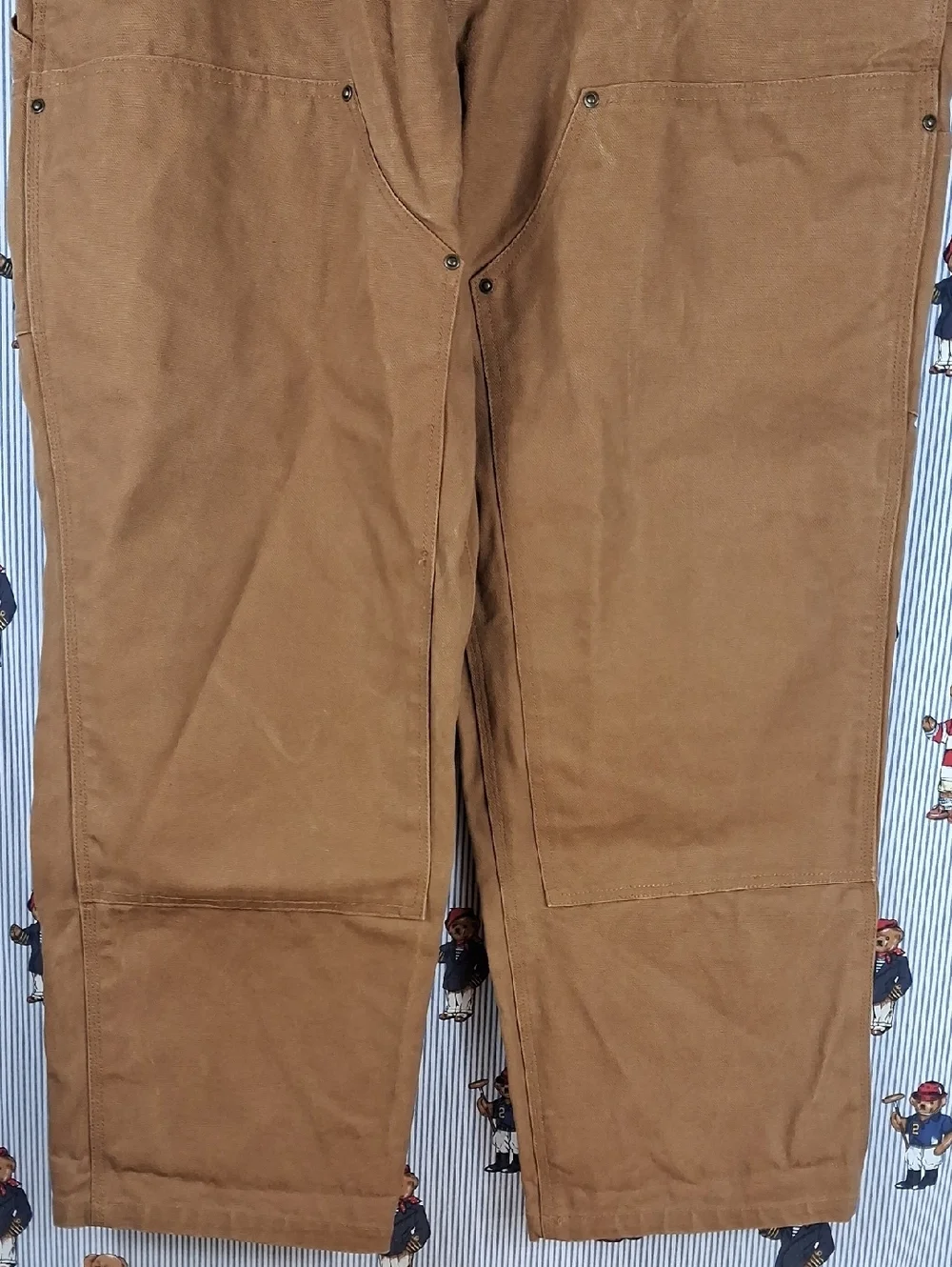 Vintage Bear River Workwear Brown Canvas Double Knee Wide Leg Work Pants 42/30